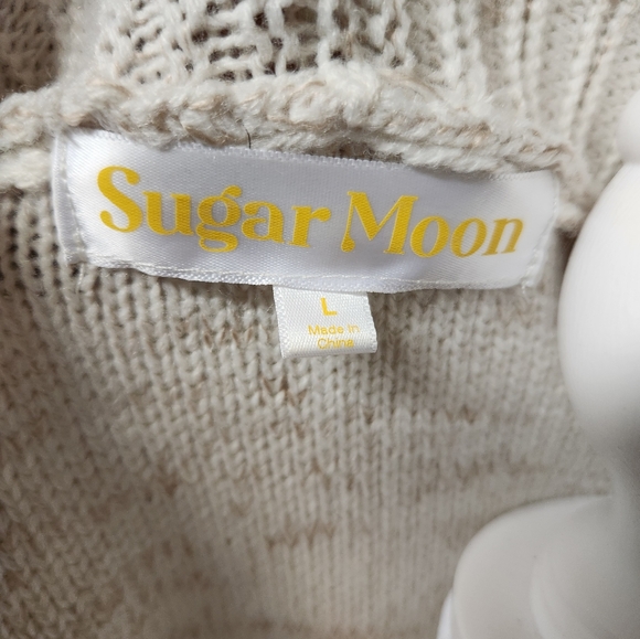 Sugar Moon Size Large Cozy Button Up Knit Cardigan Sweater Boho shark bite hem - Picture 5 of 5